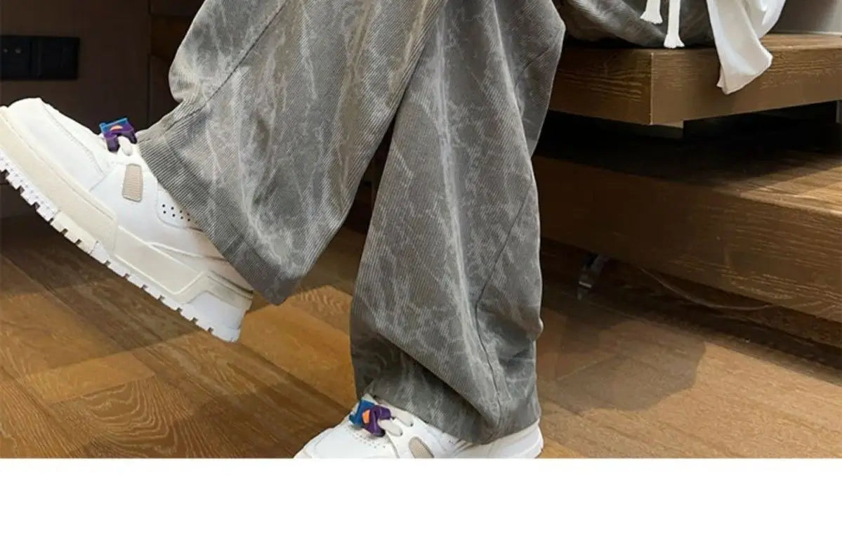 Corduroy Men's Pants Trendy Casual Spor Straight Leg Fce Lined Wide Leg Autumn Winter High Street Cool American Sle