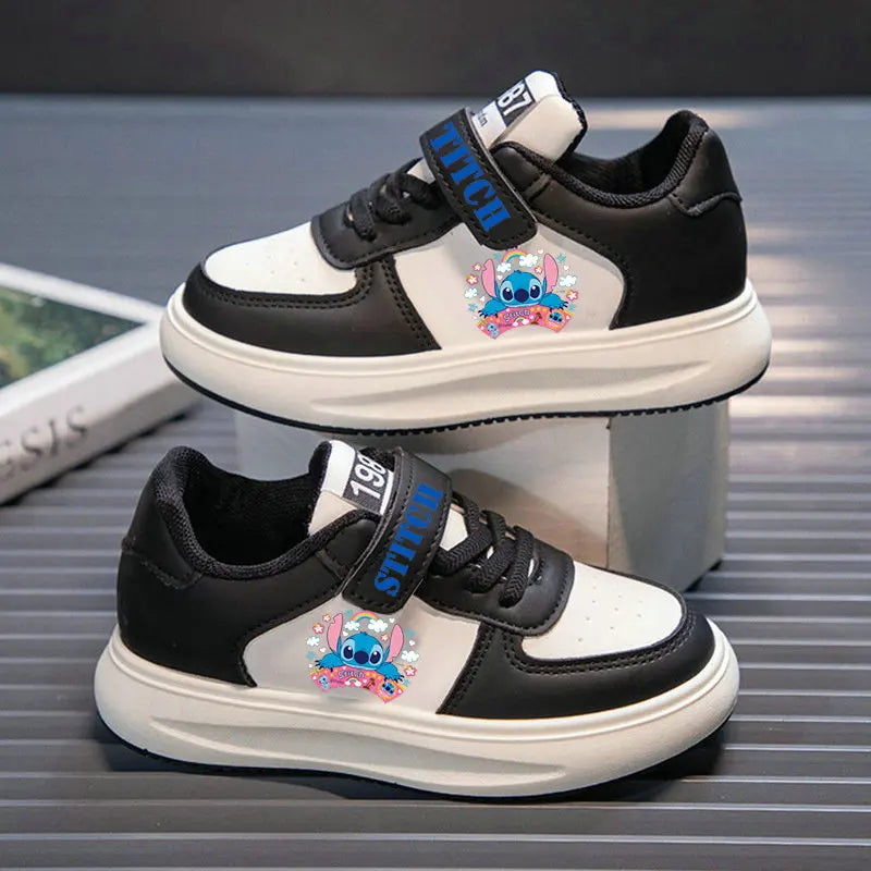 Stitch Children's casual shoes Girls' Sneakers boys White student shoes Cartoon cute Solid sole Kids Running sports shoes 26-37