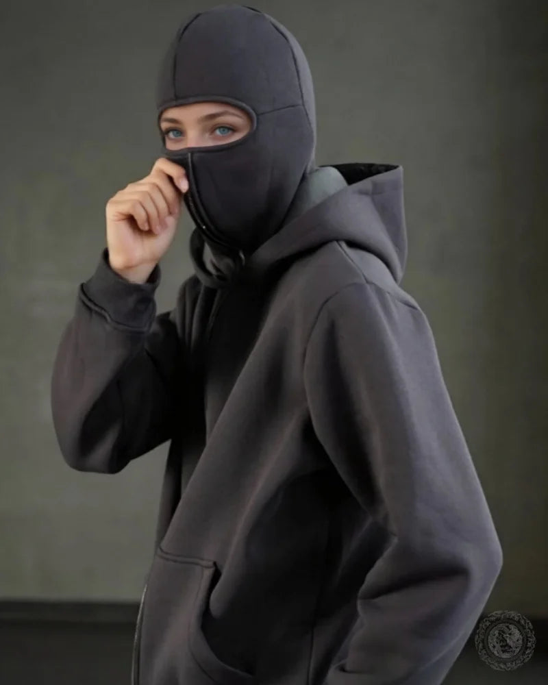 hooded face mask zipper design sports jacket hood women's zipper hooded sweatshirt warm casual jacket sports shirt outdoor coat