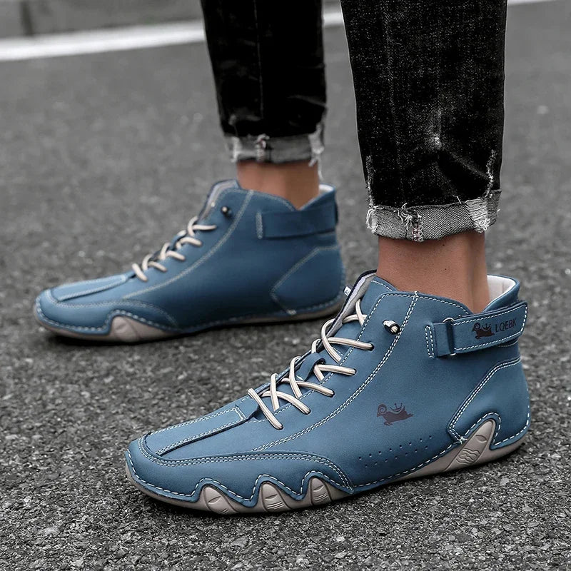 Boots for Men Casual High Top Sneakers Soft Sole Fashion Mens Slip-On Leather Driving Walking Shoes Comfort Luxury Ankle Boots