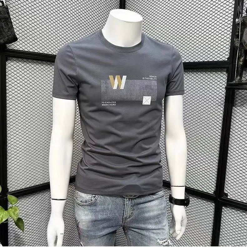 Summer Men's Clothing Luxury Designer 100℅ Cotton Streetwear Letter Printed Casual Cotton Tees Men's O-Neck Short Sleeve T-Shirt