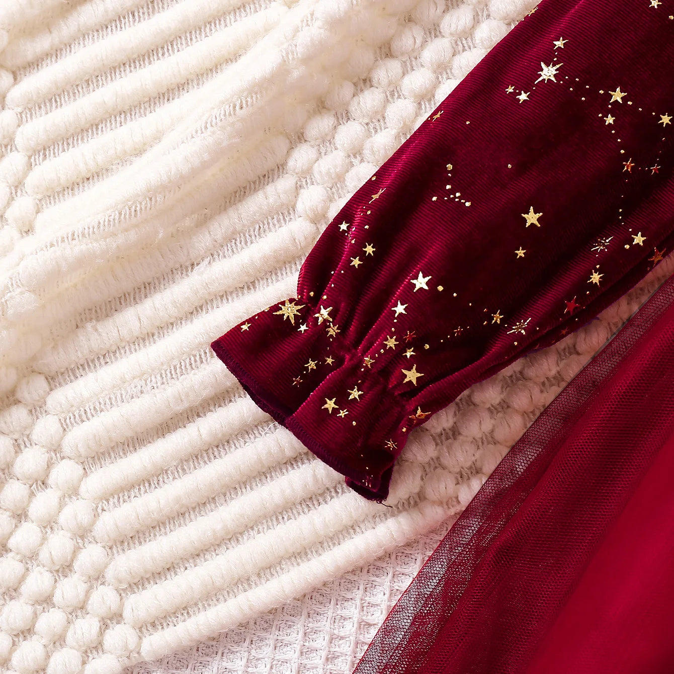 Girl Dress Autumn Winter Velvet Long Sleeved Mesh Bow Princess Dress Children's New Year Children Party Festive Dress For Girl