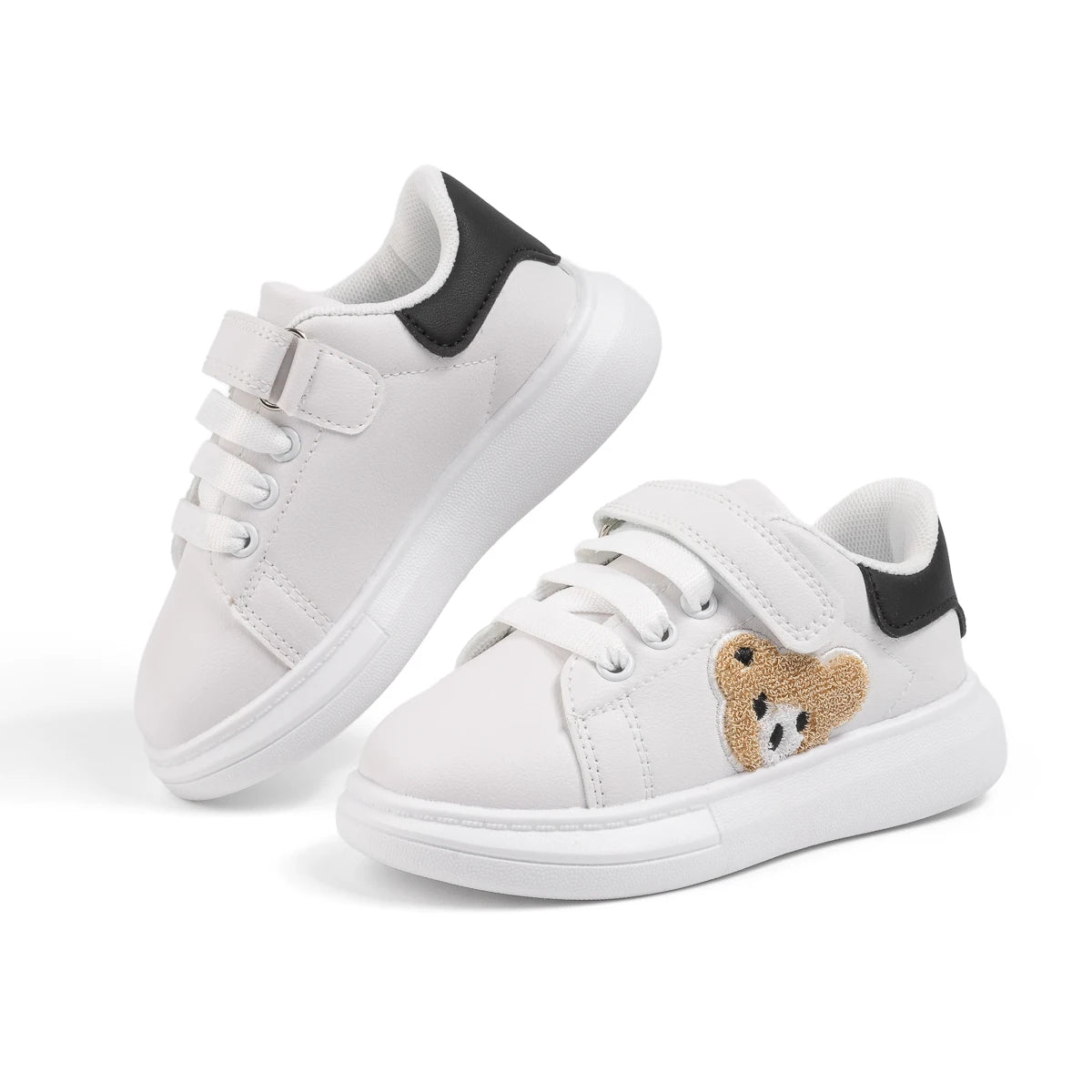 Children's Sneakers Solid Color Bear Casual Shoes Anti-Slip Soft Comfortable Kids Shoes Four Seasons Hundred Boys Girls Sneakers
