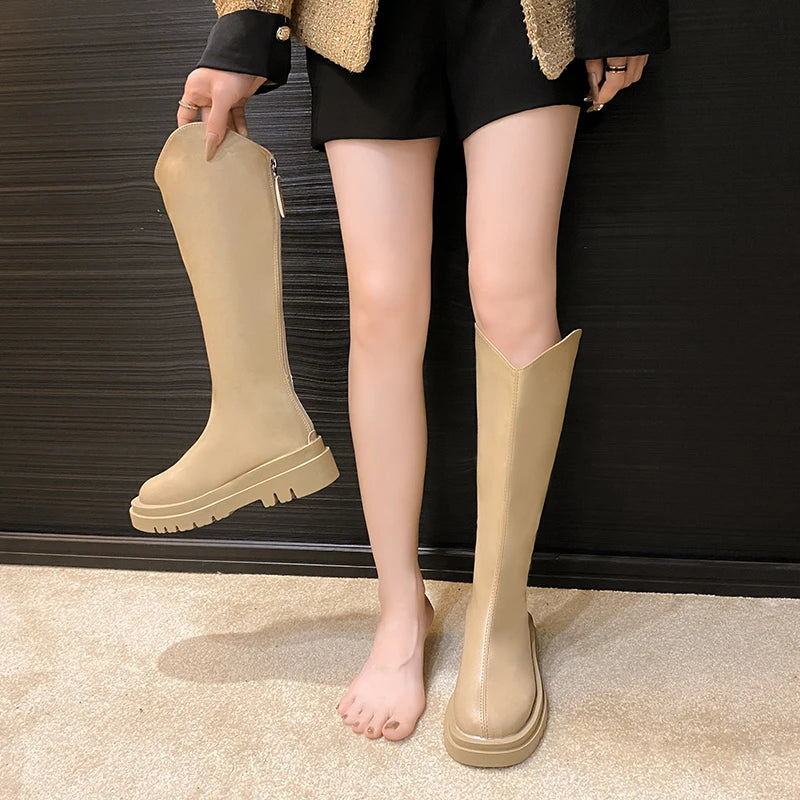 2025 New Trendy and Versatile Fashionable Casual Ankle Boots with Thick Soles and Slimming Effects