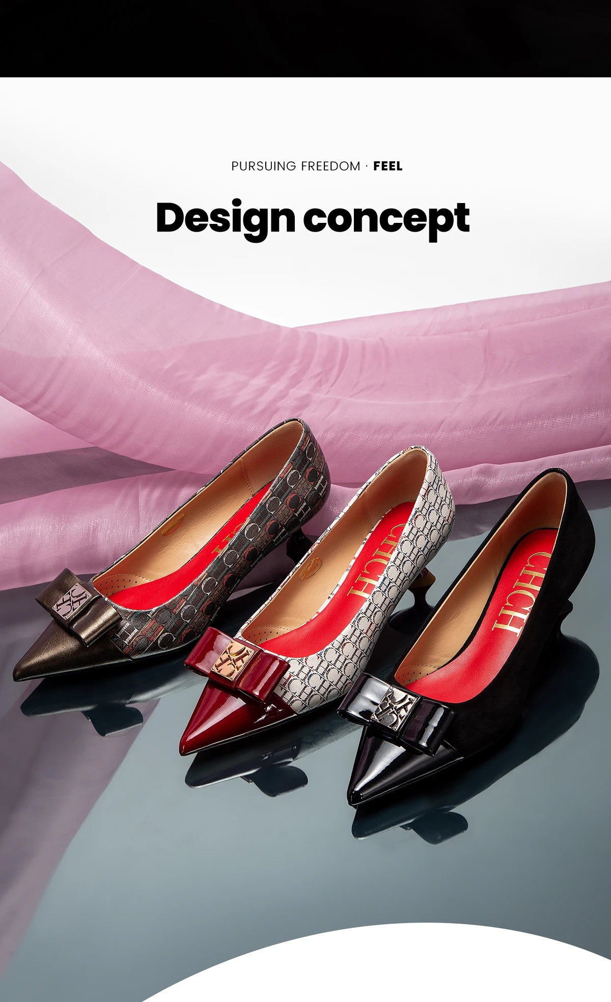 Women's Heeled Shoes Elegant Fashion Female Commuting Low Heeled Shoes British Style Patchwork Design Lady Pointed Shoes