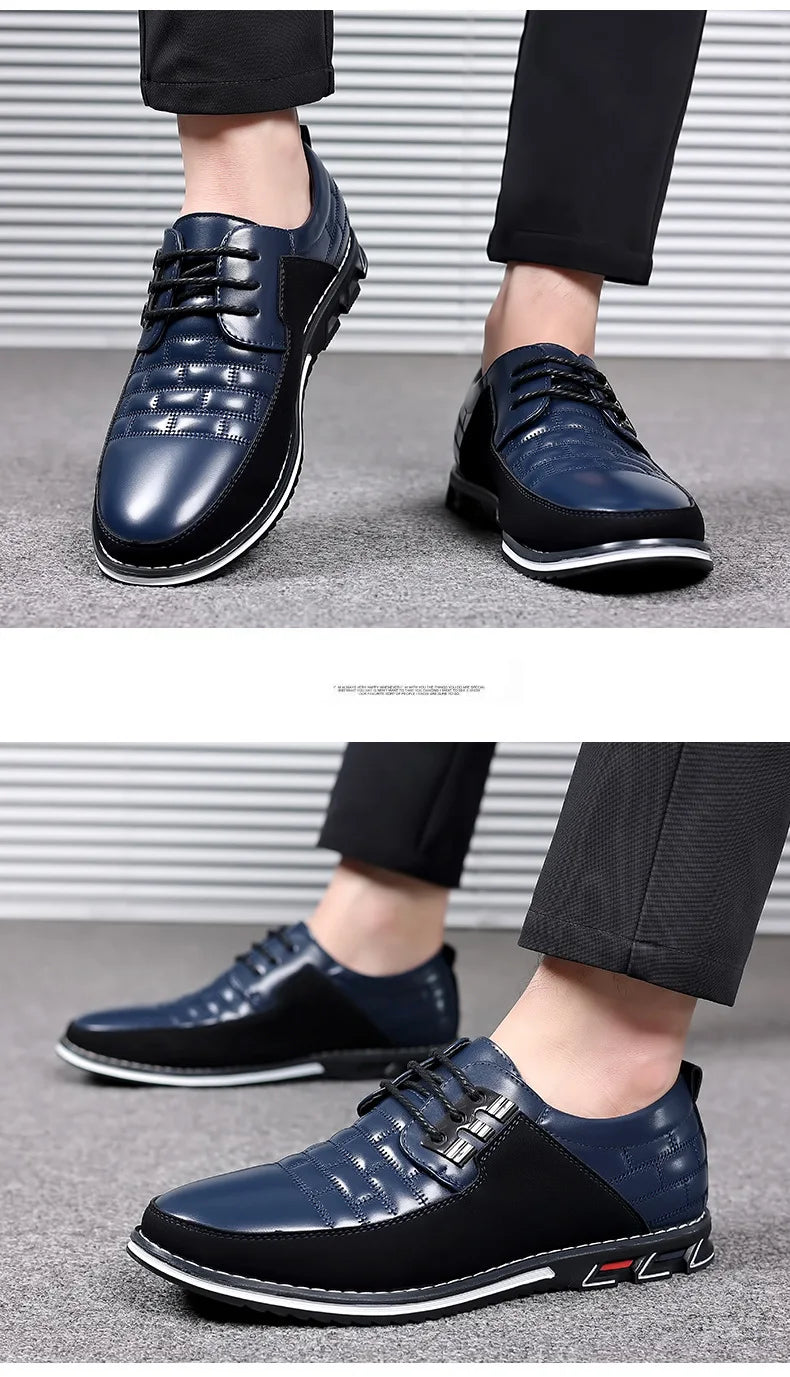 2023 Men Sneakers Shoes Fashion Brand Classic Lace-Up Casual Loafers Pu Leather Shoes Black Breathable Business Men Shoes