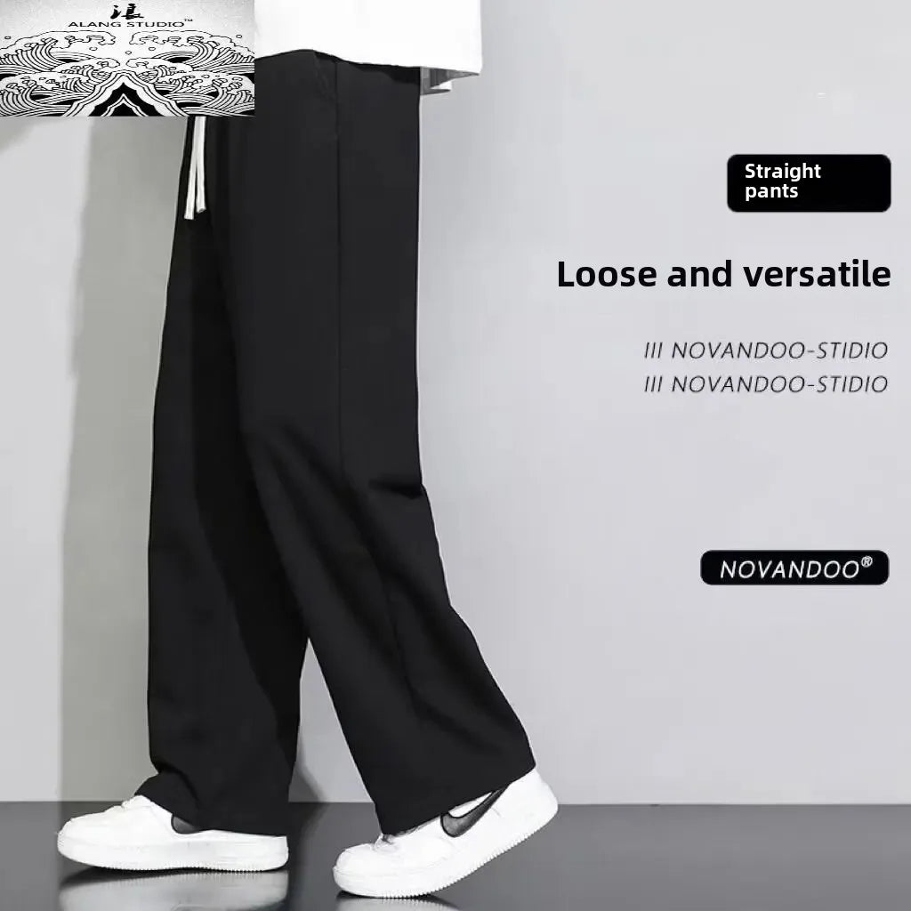 Men's Loose Fit Straight Leg Sweatpants Casual Plus Size Cotton Pants For Autumn Winter Spring Summer Lightweight