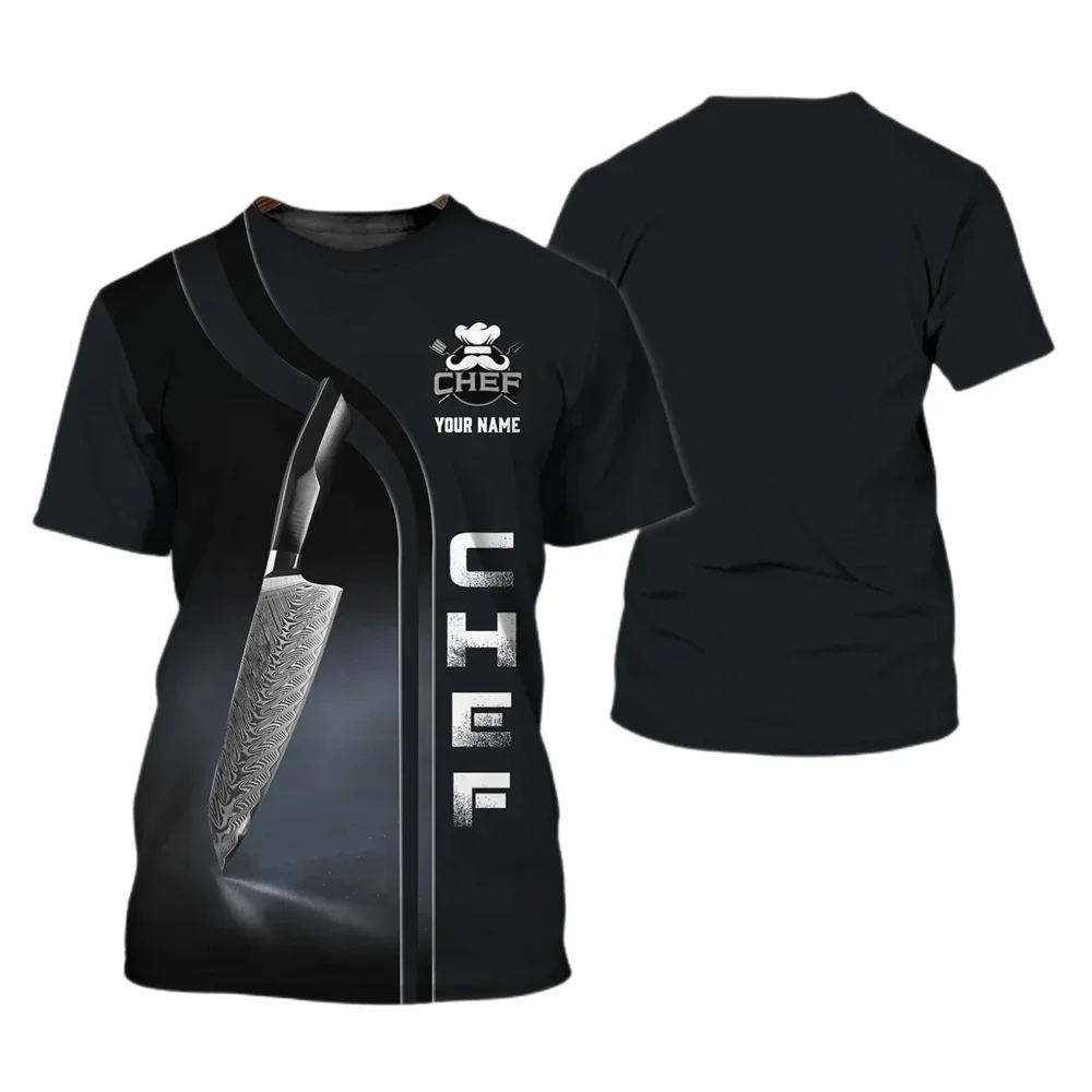 Funny Kitchenware 3D Print T Shirt For Men Casual O-neck Short Sleeve Tops Fashion Chef Uniform Customize Name T-Shirts Clothing
