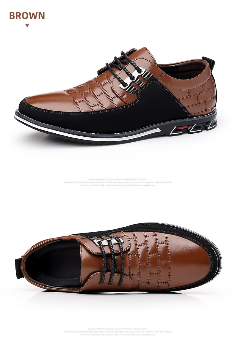 2023 Men Sneakers Shoes Fashion Brand Classic Lace-Up Casual Loafers Pu Leather Shoes Black Breathable Business Men Shoes