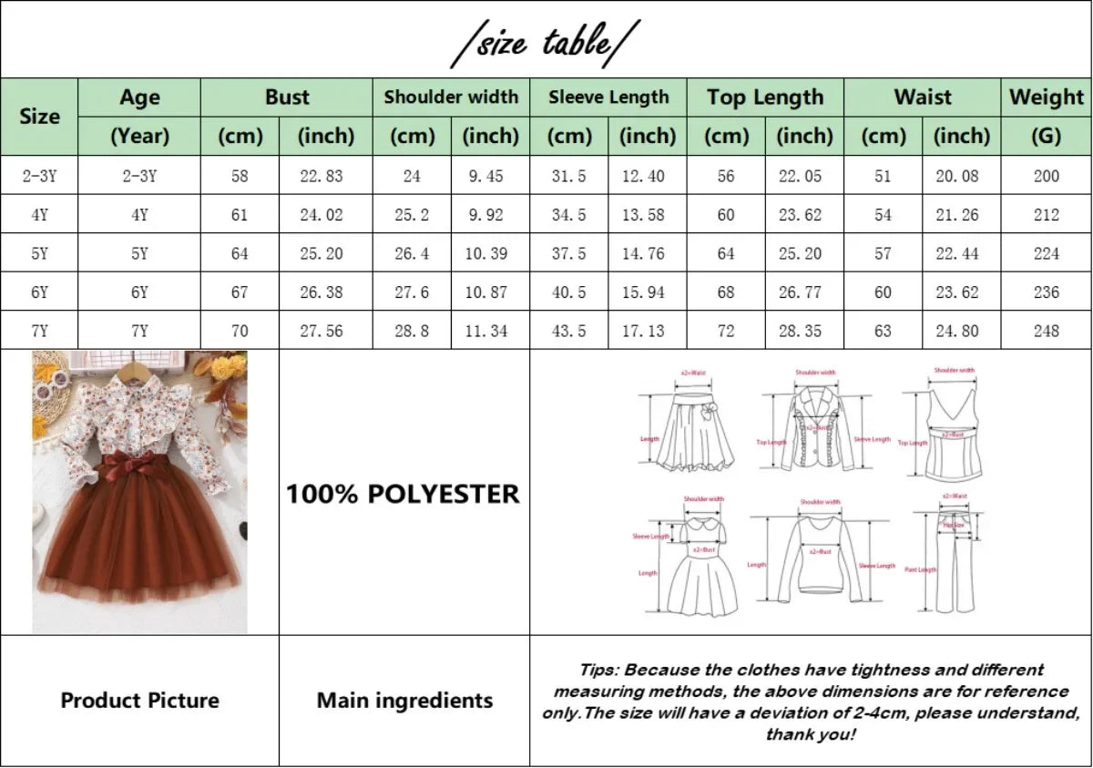 New Kids Girls Dress Long Sleeve Spring Autumn Gauze Belt Children Dress Casual Soft Ventilate Cute Comfort Girls Clothing 2-7Y