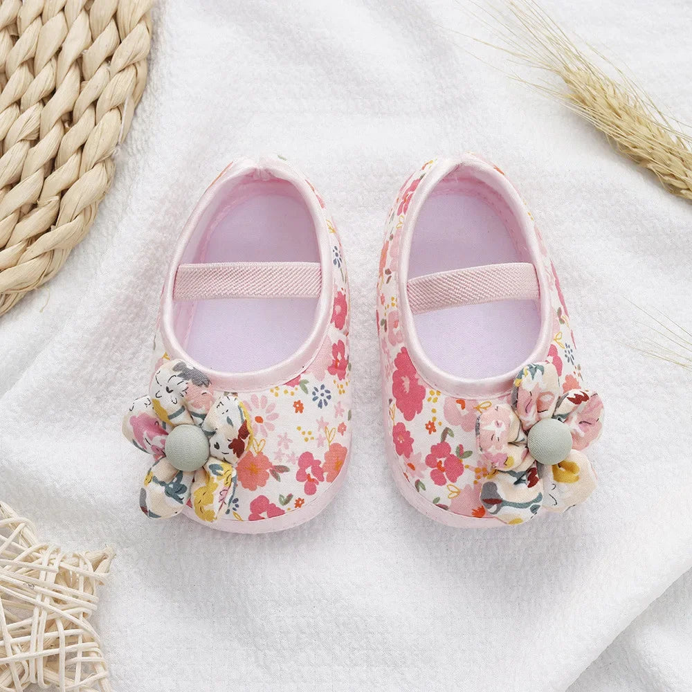 Baby Shoes for Kids Girls Colorful Flowers Princess Shoes Infant Toddler Soft Cotton Anti-slip First Walkers Shoes 0-18 Months
