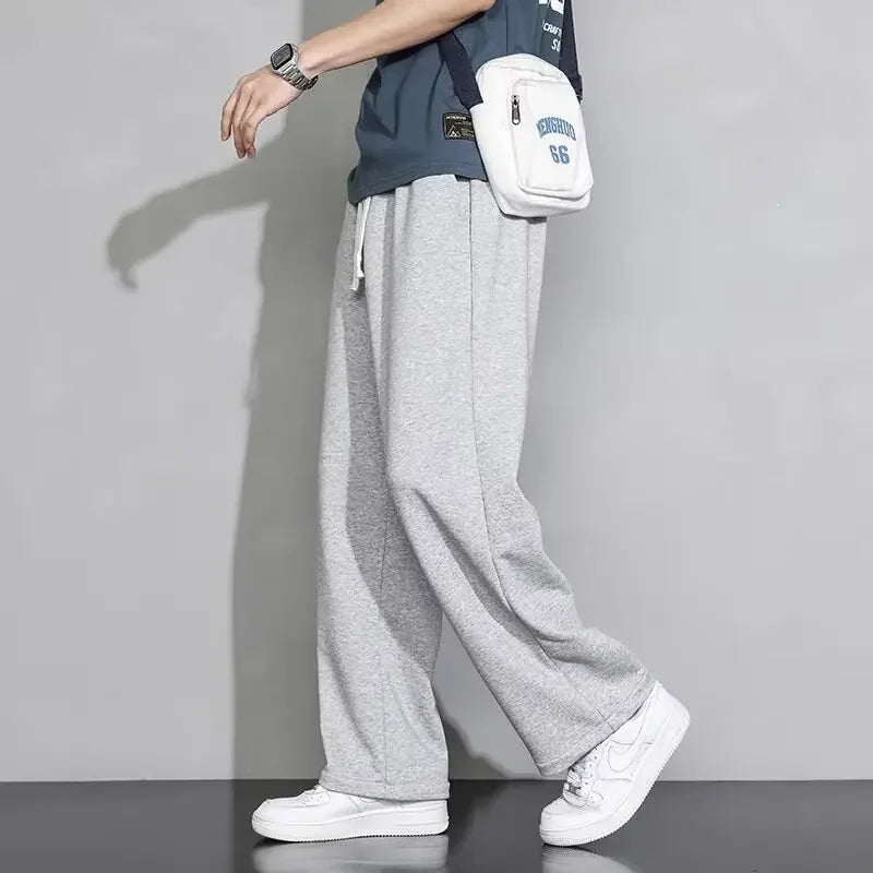 Men's Loose Fit Straight Leg Sweatpants Casual Plus Size Cotton Pants For Autumn Winter Spring Summer Lightweight