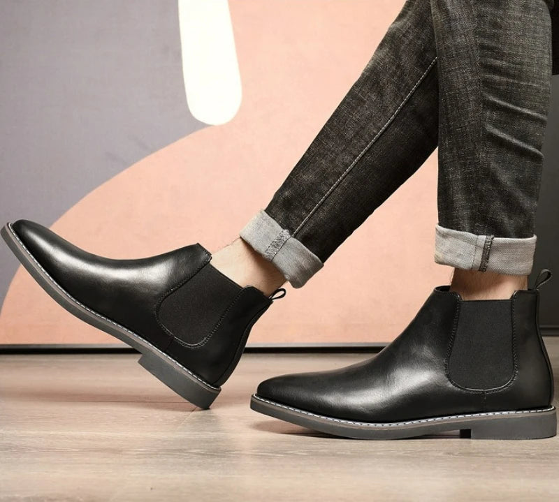 Men's Boots Fashion Chelsea Boots New Business Male Ankle Boots High Top Casual Leather Boot Plus Size British Style Dress Boot