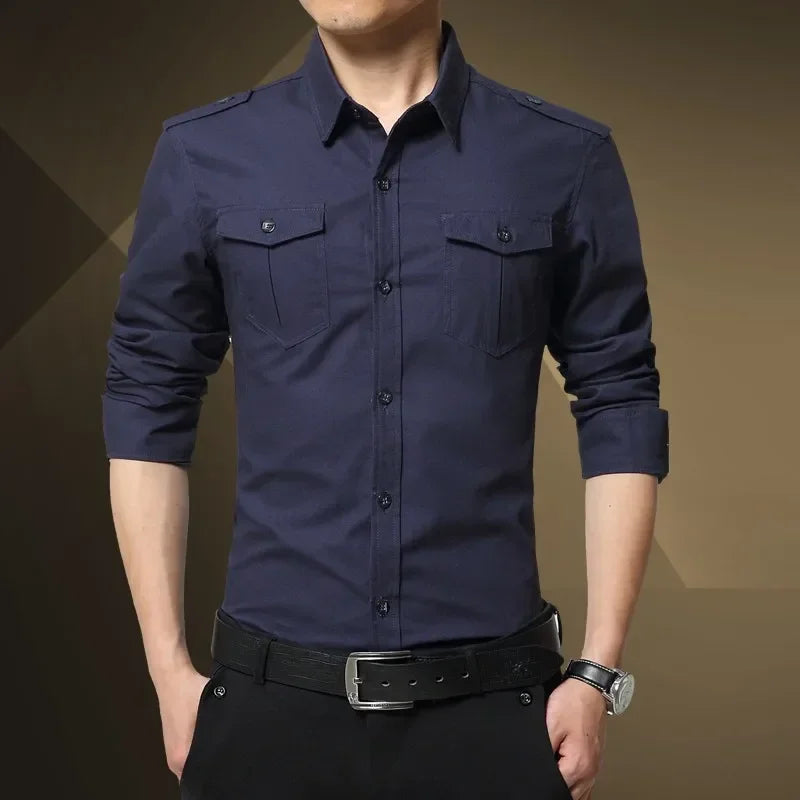 Men Shirts Tops Single Breasted Shirt Turn Down Collar Full Sleeve Casual Regular Splice Simple Slim Fit Top Autumn Winter