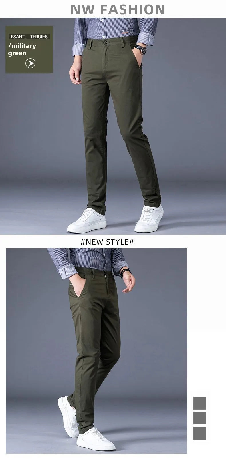Men's Business Spring and Autumn Men's Casual Pants High-end Cotton Straight Stretch New Long Pants Slim Fleece PantsPlush
