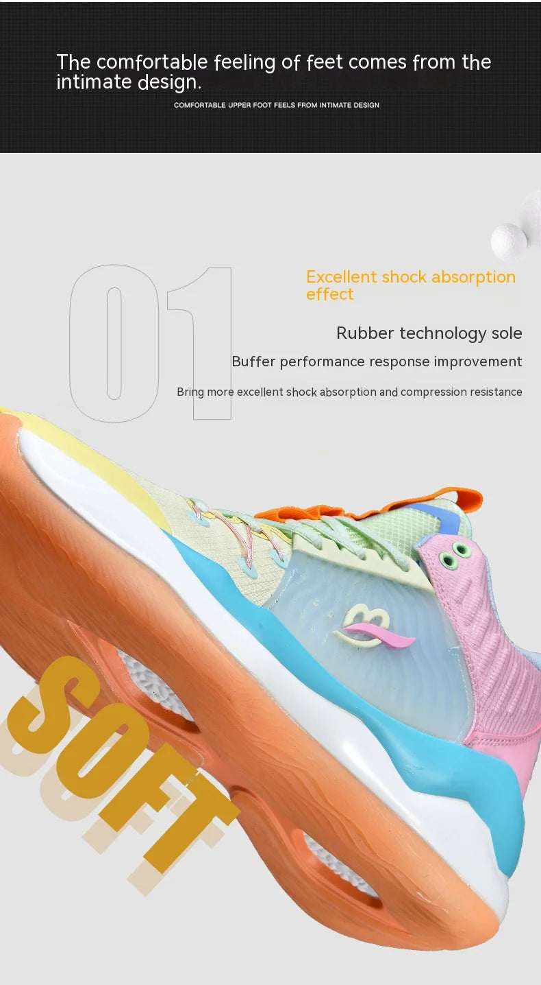 Basketball shoes for men breathable youth students grip anti-slip cushioning high elastic professional training sports shoes