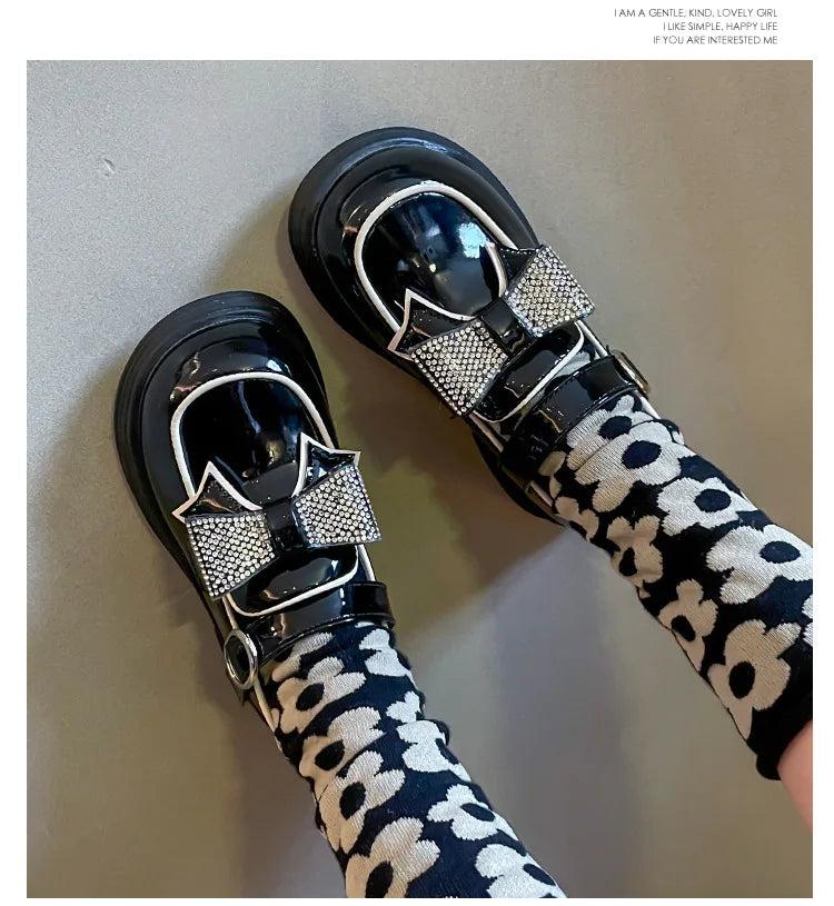 Kids Casual Shoes Children‘s Leather Shoes for Toddlers Girls Party Flats Kids Loafers Bowtie Shoes for Kids Girls Lolita Shoes