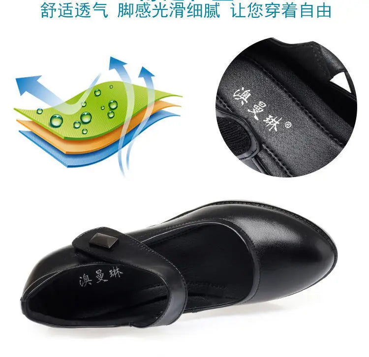 Women's Single Shoes 2025 Summer Breathable Women Pumps Coarse Heel Soft Bottom Work Shoes Casual Comfortable Black Heels Shoes