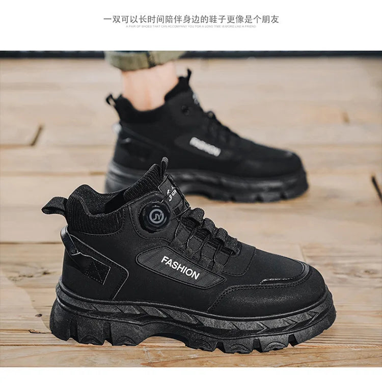 British Style Men's High Boots Fashion Outdoor Comfortable Work Boots Autumn Winter Mens Non-slip Wear-resistant Platform Boots