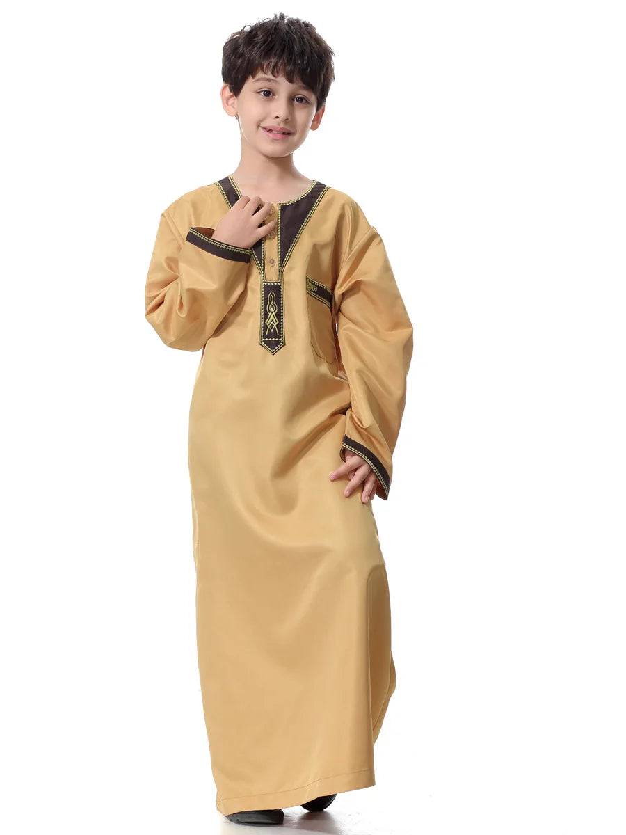 Eid Muslim Kids Abaya Jubba Thobe Dress Kimono Boy Thobe Thawb Caftan for Children Ramadan Long Robes Dress Dubai Arab 2026