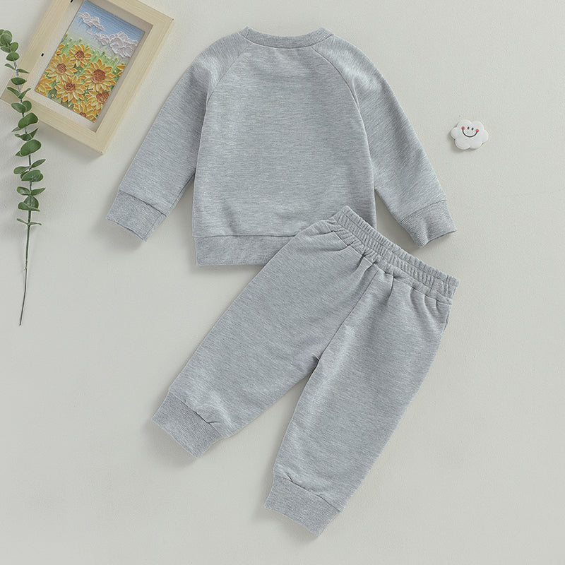 Pudcoco Newborn Baby Boy 2 Piece Outfits Solid Color Long Sleeve Sweatshirt and Elastic Pants for Toddler Fall Tracksuit 0-3T