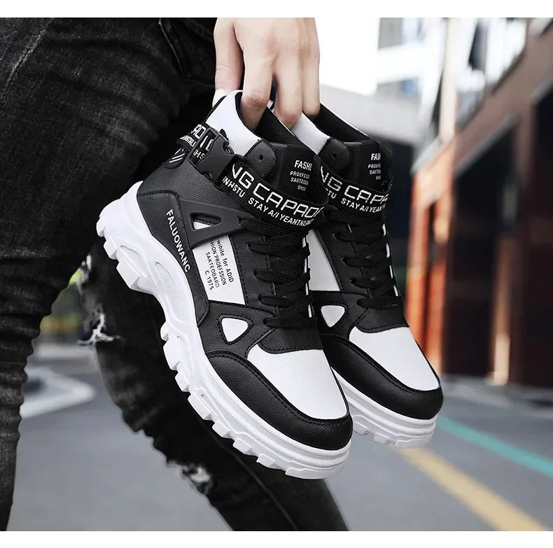 Trendy Men's Short Boots Autumn Winter Fashionable Lightweight Comfortable Anti Slip Flat Shoes Basketball Sports Casual Shoes