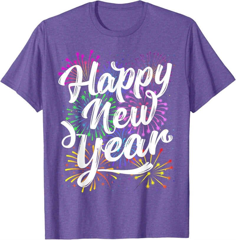 2025 Happy New Year T Shirt Fashion Simple Alphabets Short Sleeve Men Women 3D Printed T-shirt Casual Crew Neck Oversized Tees