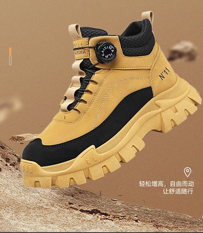 Men's Short Boots 2024 Winter New Thick Soled Work Casual Shoes Waterproof Non-Slip Sneakers Male Tenis Shoes Outdoor Boots Men