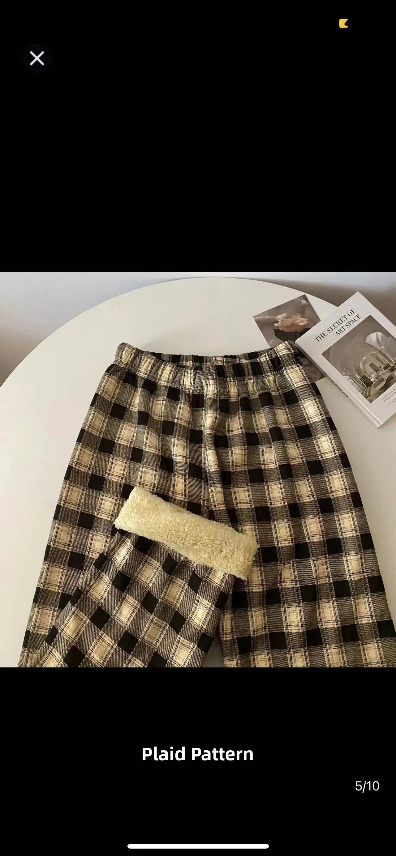 High Waist Straight Leg Pants Women's Autumn Winter Thickened Fleece Lamb Velvet Plaid Pants Loose Wide Leg Casual Trousers