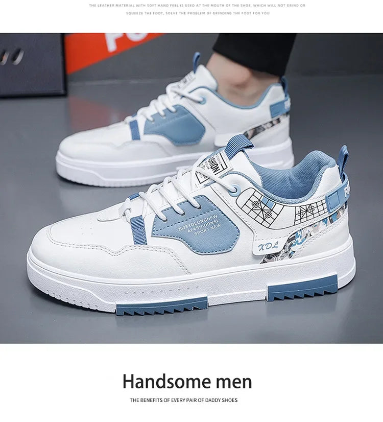 Men's shoes 2024 summer new breathable white shoes men's trendy and versatile thick soled sports board shoes trendy shoes