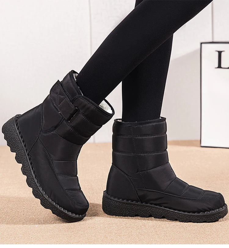Boots Woman 2025 Winter Boots Women Low Heels Snow Boots With Fur Warm Footwear Winter Shoes Woman Luxury Middle Botas Mujer