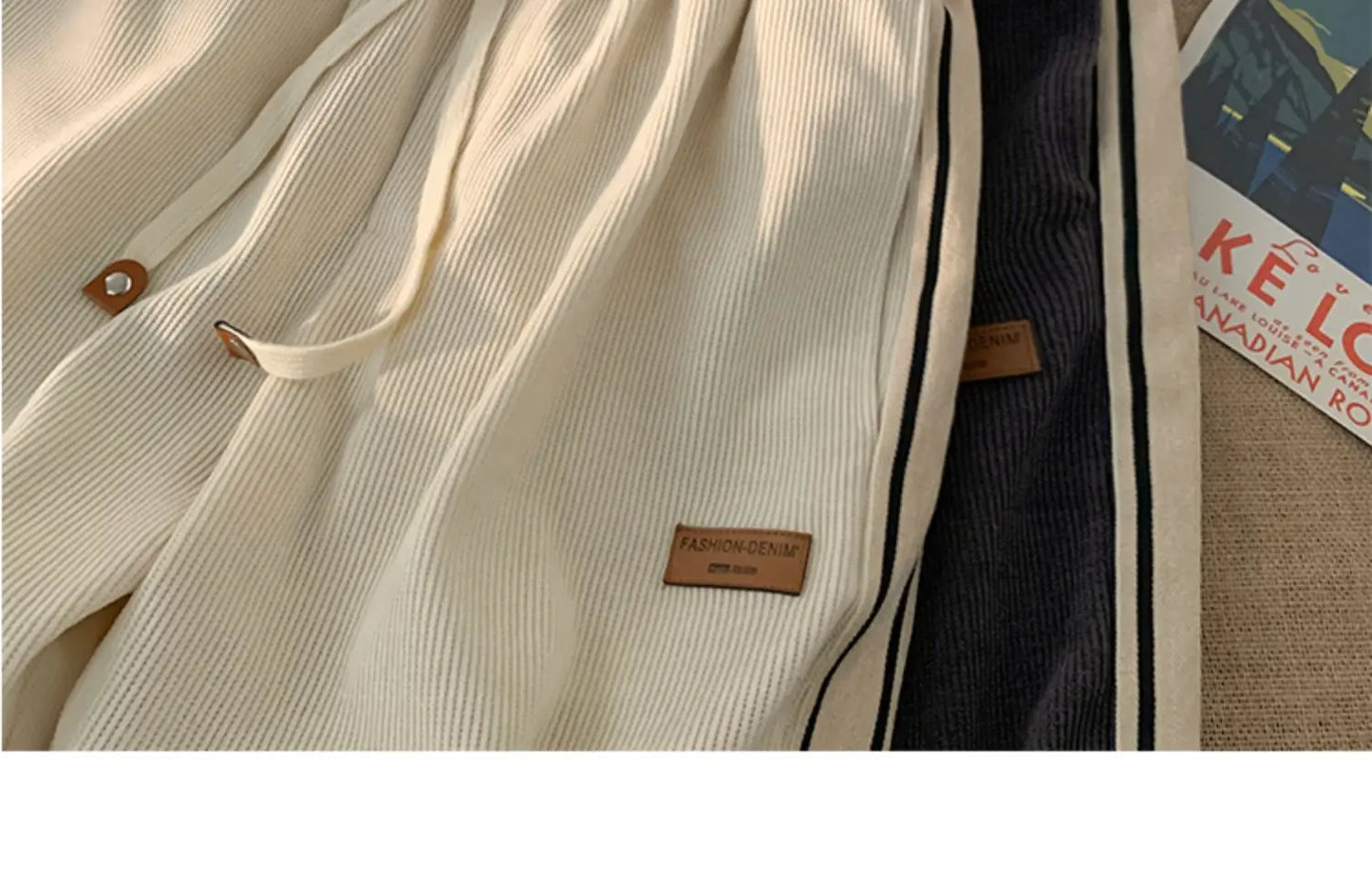 Corduroy Men's Pants Autumn Winter New Sle Hong Kong Sle Trendy Wide Leg Straight Elastic Waist Sports Casual Long Trousers