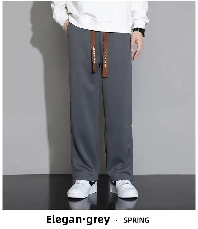 Men's Casual Pants, Men's Spring and Autumn New Style, Hanging Solid Color Sports Pants, Men Loose Straight Leg Wide Leg Pants