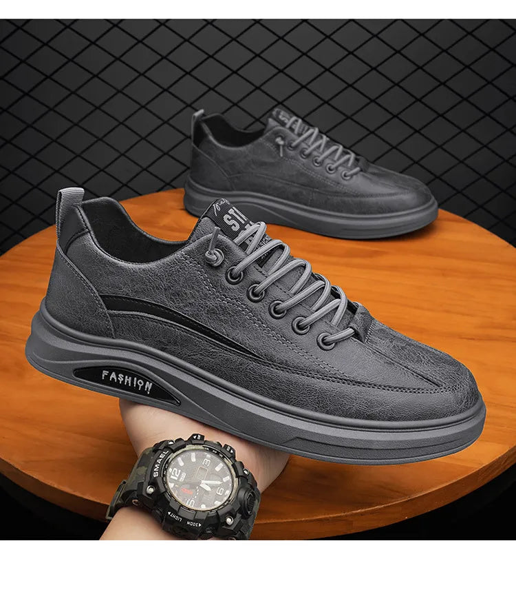 Mens Shoes Man Spring and Autumn Sneakers Male New 2025 Leather Casual Shoes for Men Water Proof Anti-slip Black Sneaker Men's
