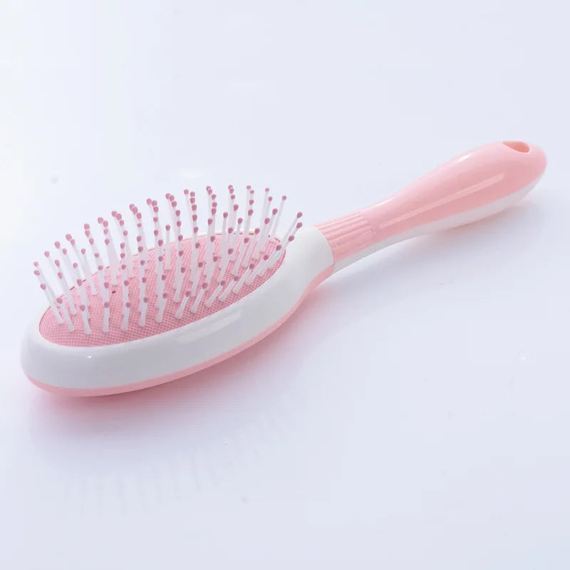 Cute Japanese Korean Massage Anti-screw Plastic Hair Brush White Curly Hair Hollow Activity Gym Untangling Hairdressing Comb