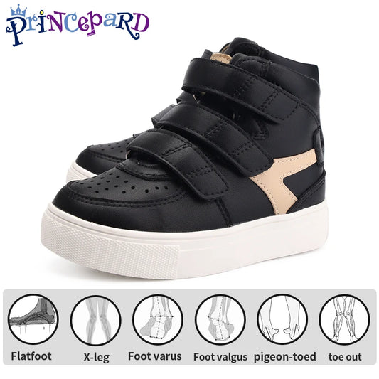 Kids Orthopedic Shoes for Boys and Girls with Arch Support Flat Feet, Black and Pink Leisure Walking Correcting Casual Sneakers