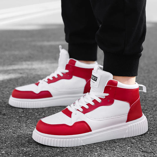 Classic High Top Men's Board Shoes Leather Casual Sports Lightweight Cosy Street Trend Walking Shoes for Men And Women