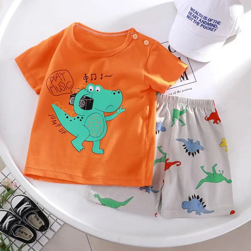2022 New Summer Infants Clothes Short Sleeve T-shirt+shorts 2-piece For Baby Boys Girls Kids Outfit Children's Clothing Sets