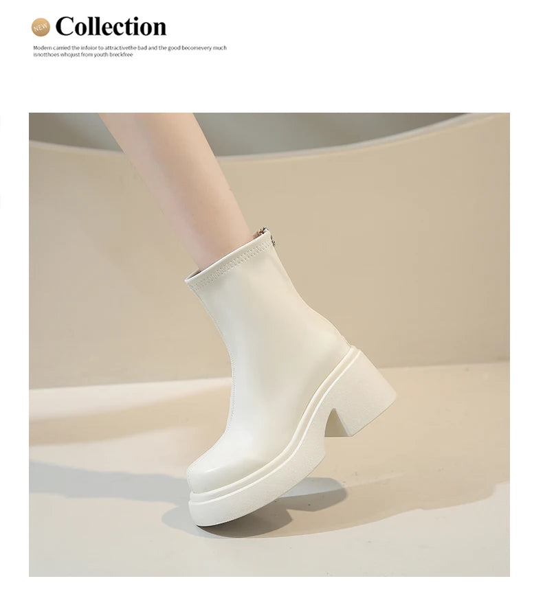 Women's Boots Autumn Luxury Designer Female Shoes Winter Footwear Boots-Women Black Fashion High Heel Ladies Rock Ankle 2025