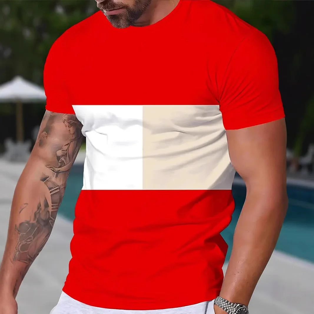 2025 Men's Stripe 3D TShirt Casual BreathO-Neck Short Sleeve Tee For Outdoor Activities Summer Oversized Streetwear Tops