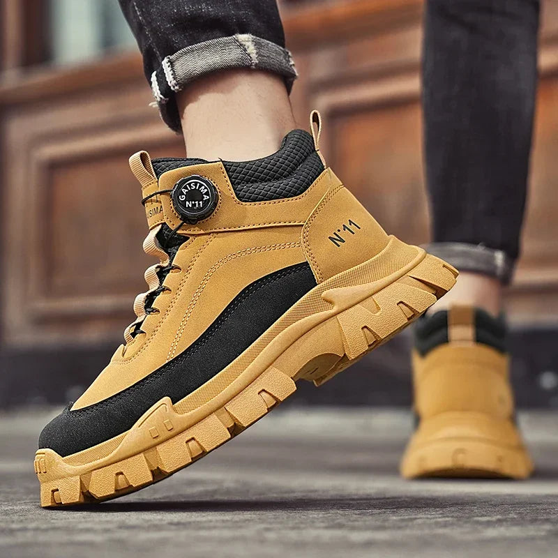 Men's Short Boots 2024 Winter New Thick Soled Work Casual Shoes Waterproof Non-Slip Sneakers Male Tenis Shoes Outdoor Boots Men