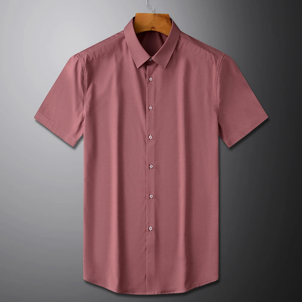 Men's Formal Business Short Sleeve Dress Shirt Wrinkle Free Regular Fit 4-Way Stretch Button Up Shirts for Spring Summer Holiday