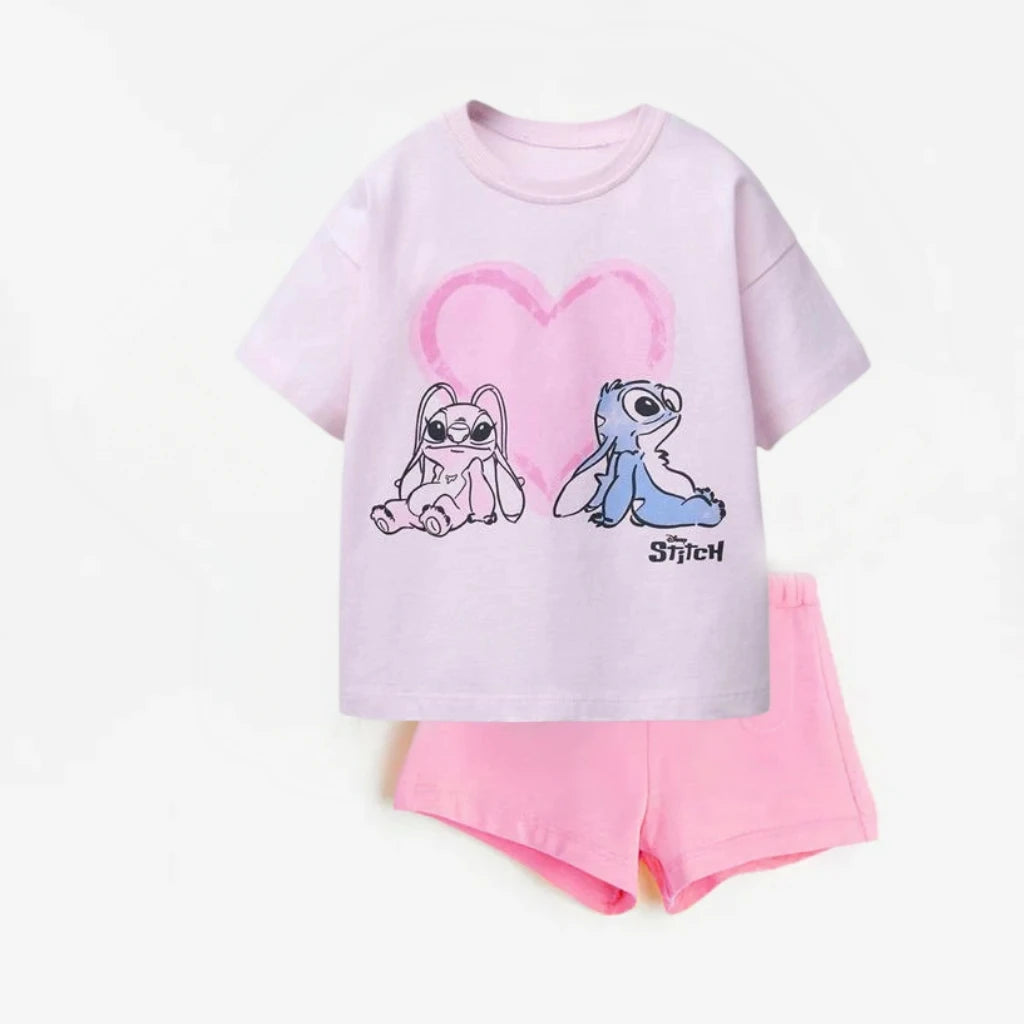 Cartoon Cute Baby Girl Short Sleeve Suit T-shirt + Shorts 2025 New Summer Clothing Fashion Trendy Children Tshirts Tracksuits