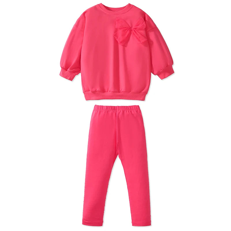 Little maven Children's Clothing Set Toddler Girls 2025 Autumn Spring Cartoon Bowknot Outfits for Kids Clothes Top+Pant Sets