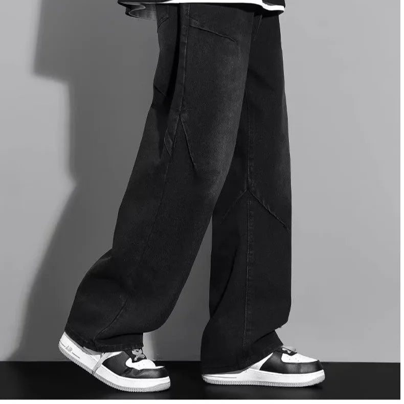 2025 new jeans men's spring and autumn retro loose straight leg casual pants American fashion brand high street curved knife pan