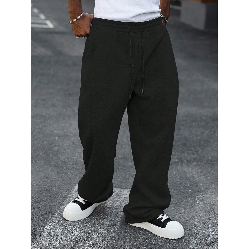 American Style Casual Pants Men Spring Autumn New Straight Leg Sport Sweatpants Drawstring Slim Wide Leg Long Pants