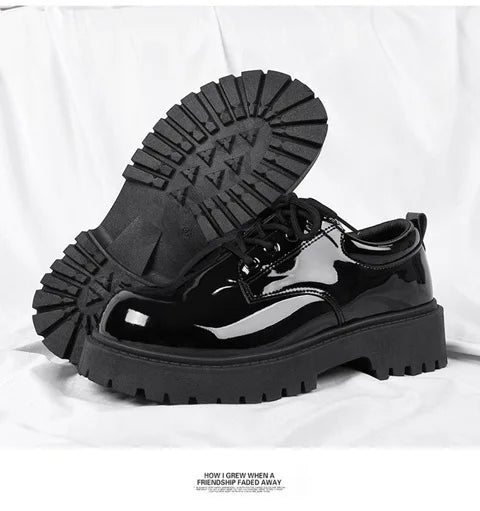 Men's Business Shoes Autumn Lace-up Men Shiny Wide Foot Business Shoe British Chunky Male Derby Shoes Luxury Men's Dress Shoes