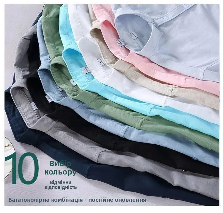 Men's Casual Loose Fit Long Sve Linen irt Thin Cotton Linen Material Summer Faion Inner Wear White Spring Summer Top