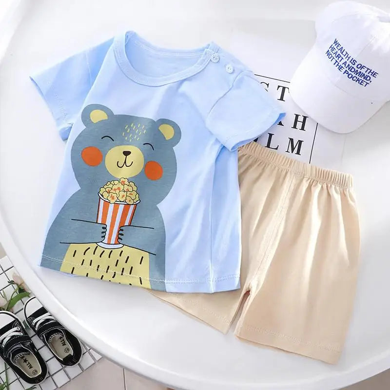 2022 New Summer Infants Clothes Short Sleeve T-shirt+shorts 2-piece For Baby Boys Girls Kids Outfit Children's Clothing Sets