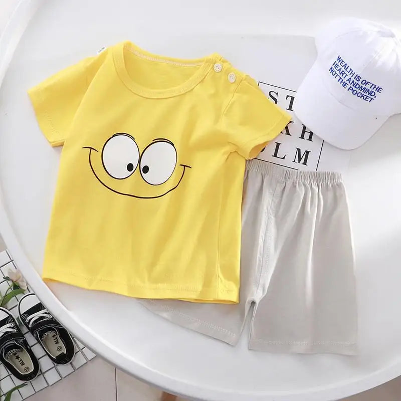 2022 New Summer Infants Clothes Short Sleeve T-shirt+shorts 2-piece For Baby Boys Girls Kids Outfit Children's Clothing Sets